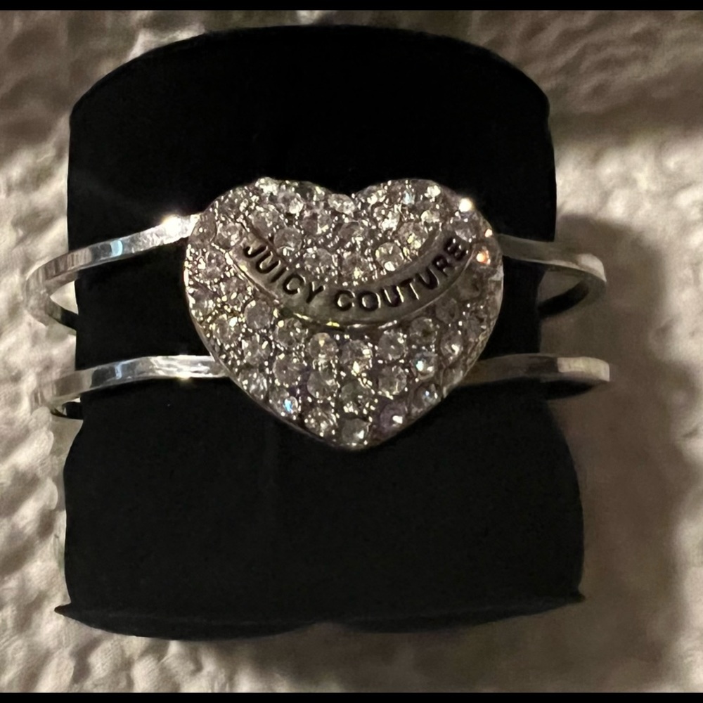 JUICY COUTURE SILVER BRACELET HEART RHINESTONE